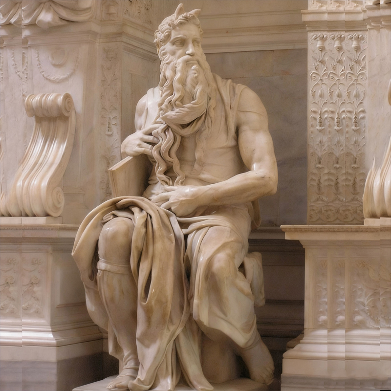 Klassisk marmor menneskeskulptur sittende statue