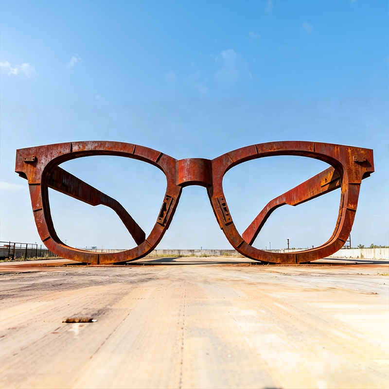 Weather Steel Giant Eyeglasses Sculpture