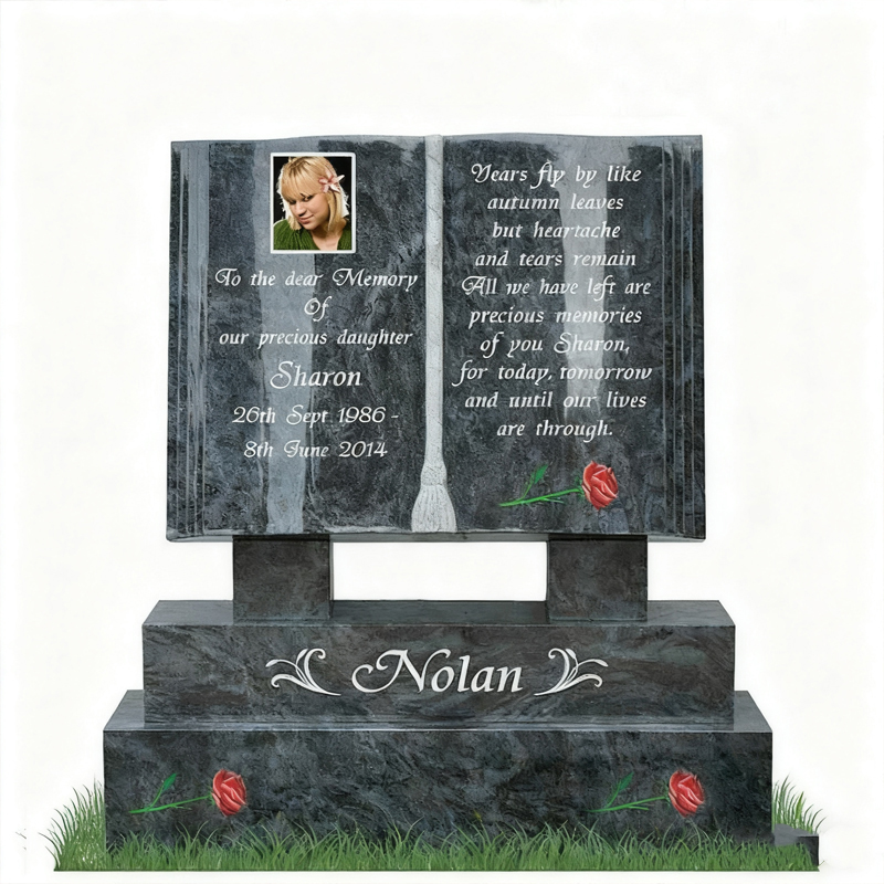 Bokformet granittminnegravstein