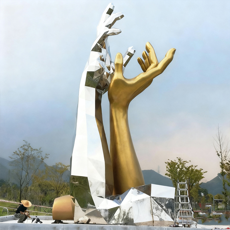 Utendørs abstrakt kunstskulptur i rustfritt stål