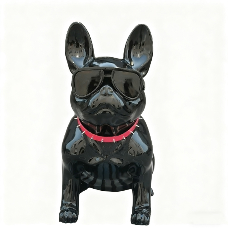 Trendy gatestil fransk bulldog dekorativ dekorativ skulptur i glassfiber