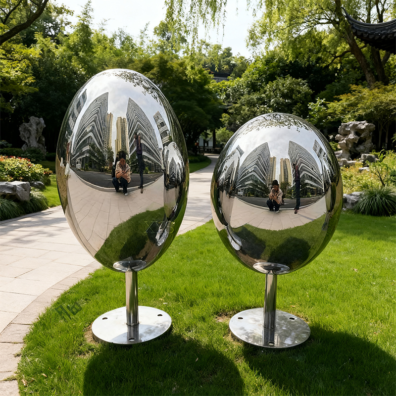 Speil Pebble Egg-Form rustfritt stål skulptur