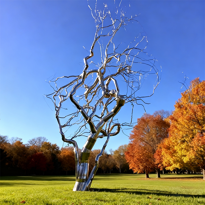 Sølvgrener Speil Bare Tree Sculpture