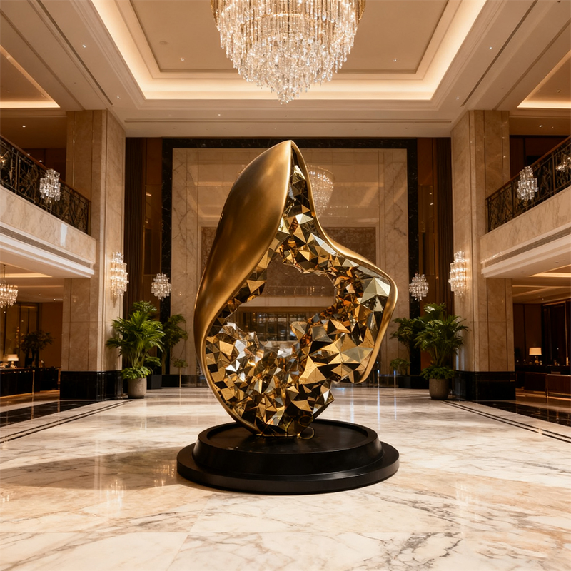 Golden Vortex lys-luksus abstrakt skulptur