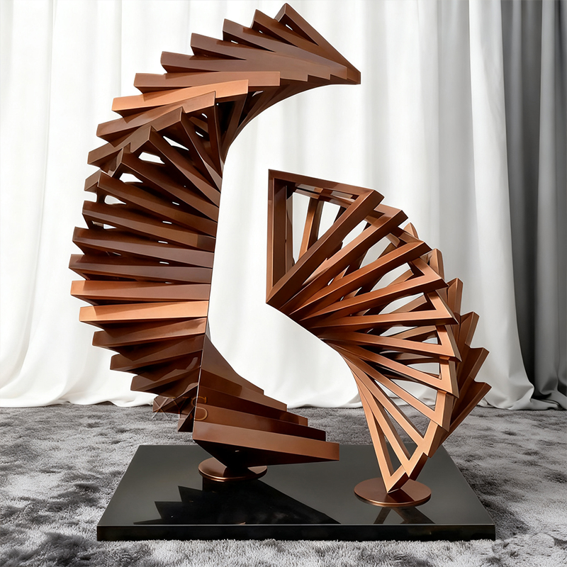 Bronse spiral abstrakt lagdelt skive skulptur