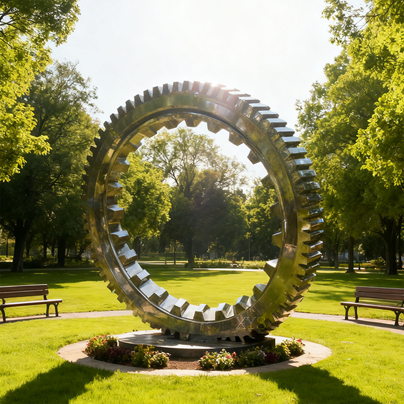 Wheel of Industry Gear Sculpture i rustfritt stål