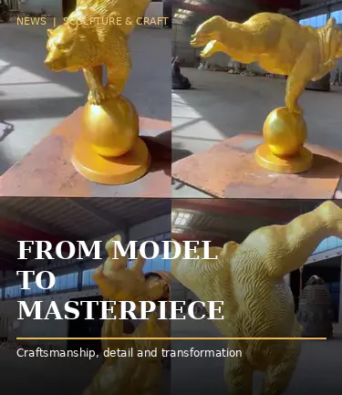 Hvordan er en bronse sirkusbjørneskulptur laget for et terom i New York?