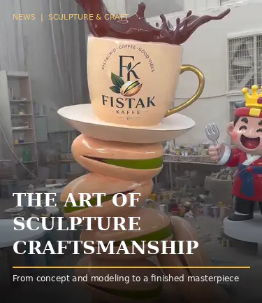 Hvordan støpes og males en merkevare-pistasjkaffe i glassfiberskulptur for en ny amerikansk kafé?